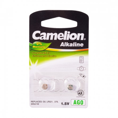 Батарейка CAMELION Alkaline AG0-BP2(0%Hg) 2 шт. в блистере