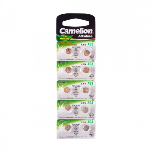 Батарейка CAMELION Alkaline AG3-BP10(0%Hg) 10 шт. в блистере