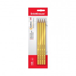 Блистер чернографитных шестигранных карандашей ErichKrause® Amber 100 HB (4 карандаша)