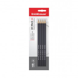 Блистер чернографитных шестигранных карандашей ErichKrause® Jet Black 100 HB (4 карандаша)