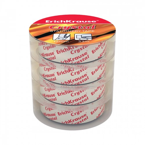 Пакет клейких лент ErichKrause® Crystal, 12ммх33м (4 ленты)