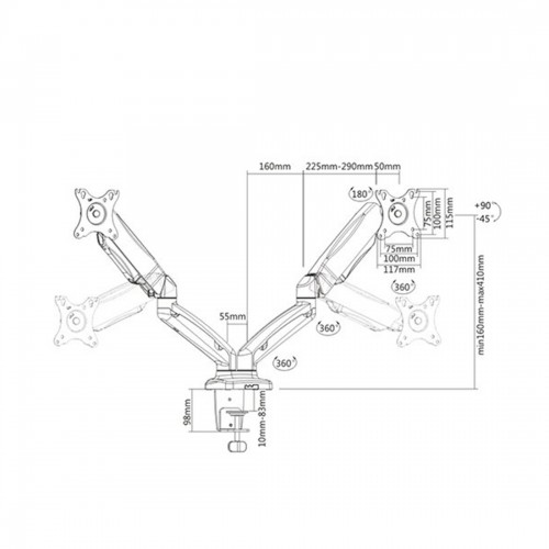 Настольный кронштейн с газлифтом Brateck LDT13-C024 для 2-х мониторов (13\