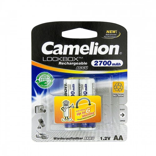 Аккумулятор CAMELION Lockbox Rechargeable Ni-MH NH-AA2700LBP2 2 шт. в блистере