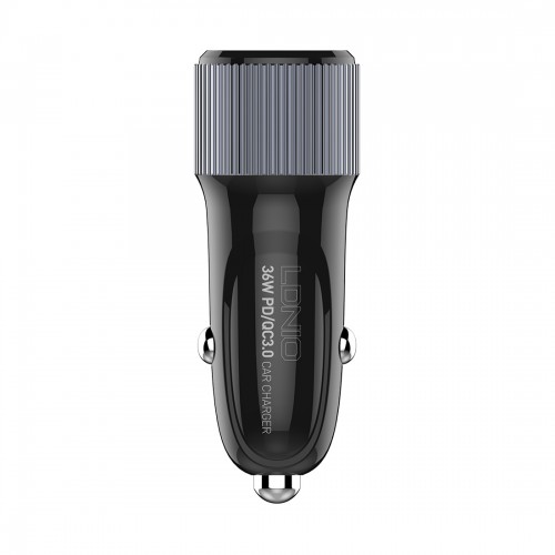 Автомобильное зарядное устройство LDNIO C510Q 2*USB（A,C) Lightning Чёрный