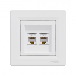 Розетка двойная компьютерная SE EPH4400121 Asfora RJ45 в сборе белый