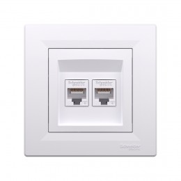 Розетка двойная компьютерная SE EPH4800121 Asfora RJ45 кат. 6 в сборе белый