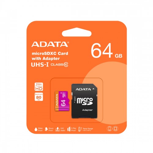 Карта памяти ADATA AUSDX64GUICL10A1-RA1 UHS-I CLASS10 A1 64GB