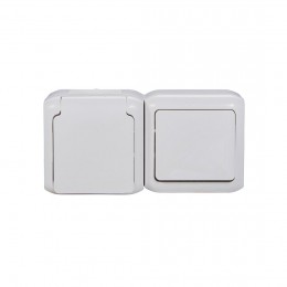 Выключатель с крышкой + Розетка Legrand Forix 16A 250В IP44 накладной белый