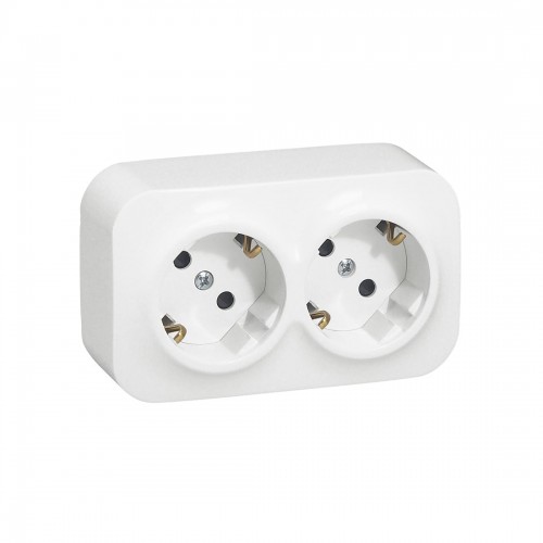 Розетка двойная с зк с зш Legrand Forix 16A 250В IP20 накладная белый