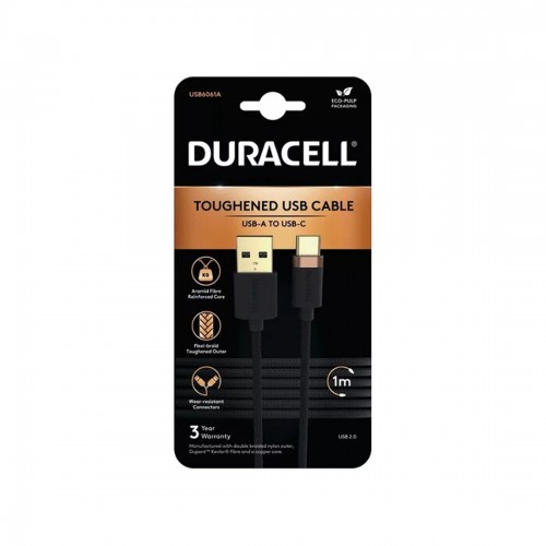 Интерфейсный кабель Duracell USB6061A USB-A to USB-C Черный