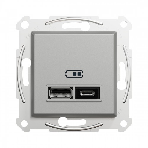 Розетка USB SE EPH2700361 Asfora A+С 2,4А механизм алюминий