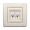 Розетка двойная компьютерная SE EPH4400123 Asfora RJ45 в сборе кремовый