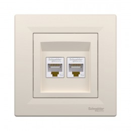Розетка двойная компьютерная SE EPH4400123 Asfora RJ45 в сборе кремовый