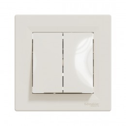 Выключатель двухклавишный SE EPH0300123 Asfora в сборе кремовый