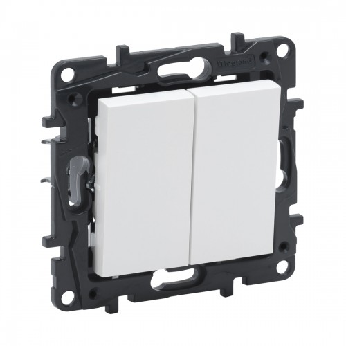 Переключатель двухклавишный Niloe Step 10А авт.клеммы Белый