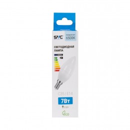 Лампа светодиодная SVC LED C35-7W-E14-6500K Свеча Холодный