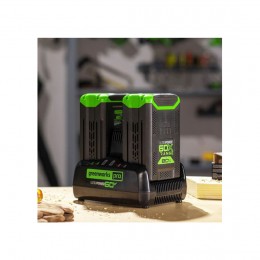 Быстрое зарядное устройство для двух аккумуляторов Greenworks 2954407 60V 10А