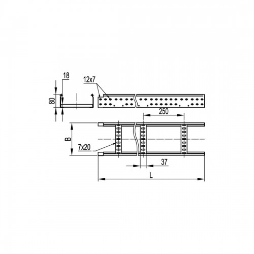 Лестничный лоток 50х400 плюс DKC LI5040 L 3000