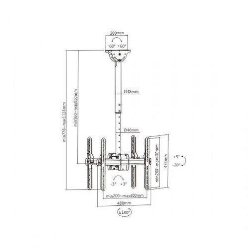 Кронштейн потолочный Brateck PLB-CE944-01SD для 2-х ТВ и мониторов, 32\