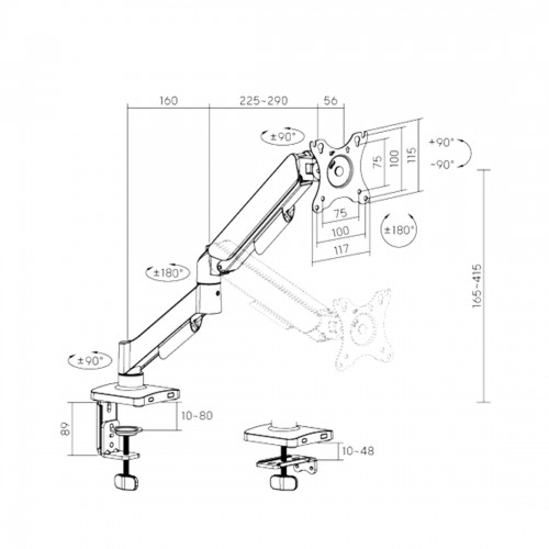 Настольный кронштейн Brateck LDT97-C012, 17\