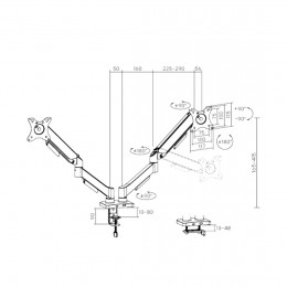 Настольный кронштейн Brateck LDT97-C024 для 2-х мониторов (17\