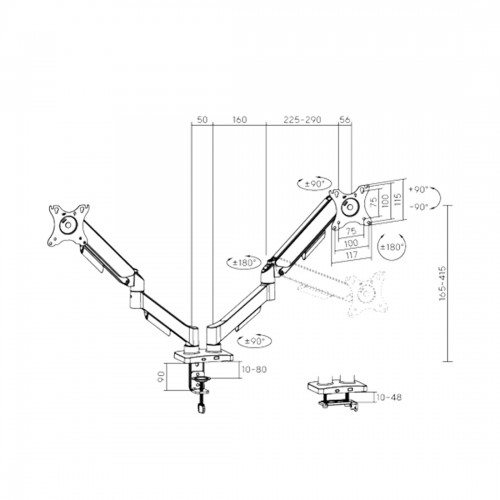 Настольный кронштейн Brateck LDT97-C024 для 2-х мониторов (17\