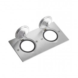 Встраиваемый влагозащитный розеточный лючок на 4 модуля Legrand 089702 Нержавеющая сталь