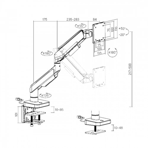 Настольный кронштейн с газлифтом XG MGG-1749 white для 1 монитора (17\