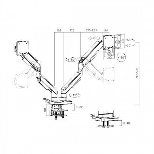 Настольный кронштейн с газлифтом XG MGG-1735D white для 2-х мониторов (17\