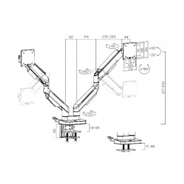 Настольный кронштейн с газлифтом XG MGG-1735D grey для 2-х мониторов (17\