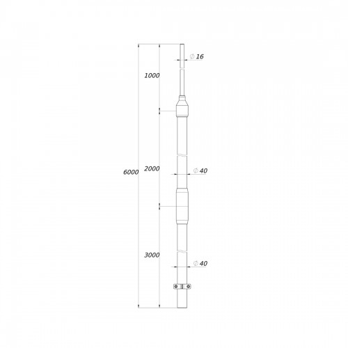 Молниеприемная мачта 6 м DKC NL6000 Нержавеющая сталь V2A (AISI304)