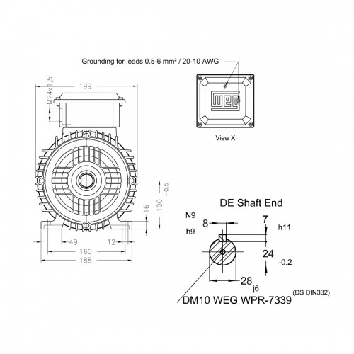 Асинхронный электродвигатель WEG 12310536 AM W20 -100L 2.2 кВт 4P B3T 220-460 В 50 Гц