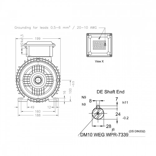 Асинхронный электродвигатель WEG 15142947 W20 100L 3 кВт 4P B3T 220-460 В 50 Гц