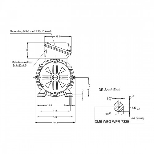 Асинхронный электродвигатель WEG 17376511 WGOST-71 0.55 кВт 2P B3T 220/380 В 50 Гц