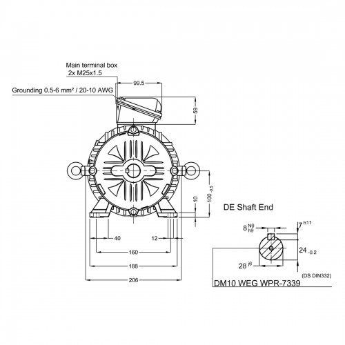 Асинхронный электродвигатель WEG 17376513 WGOST-L100L 5.5 кВт 2P B3T 220/380 В 50 Гц