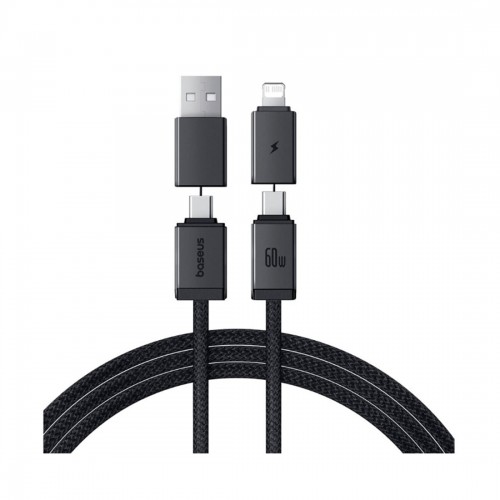 Интерфейсный кабель Baseus Versatile U+C to C+L 60W 1m White (P10383000211-00)