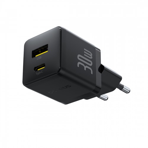 Адаптер питания Baseus Palm C+U 30W Black ( в комлпекте кабель Type-c) (P1011160A113-01)