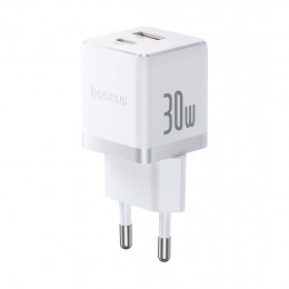 Адаптер питания Baseus Palm C+U 30W White( в комлпекте кабель Type-c) (P1011160A213-01)