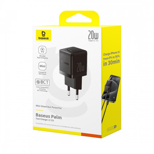Адаптер питания Baseus Palm 1C 20W Black (P10111602113-00)