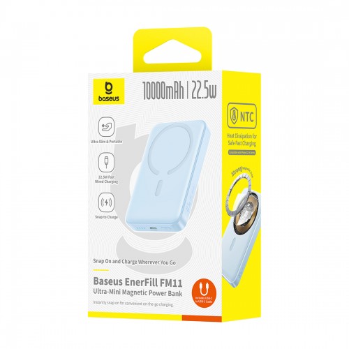 Портативный внешний аккумулятор Baseus EnerFill FM11 Ultra-Mini 10000mAh 22.5W Blue P1008210E313-00
