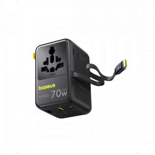 Адаптер питания Baseus EnerCore CG11 Universal Travel Adapter 70W 2AC+2U+2C Cosmic Black