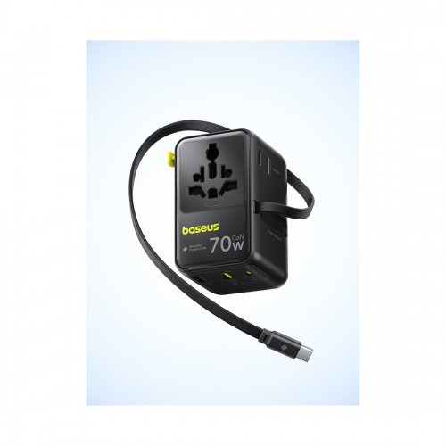 Адаптер питания Baseus EnerCore CG11 Universal Travel Adapter 70W 2AC+2U+2C Cosmic Black
