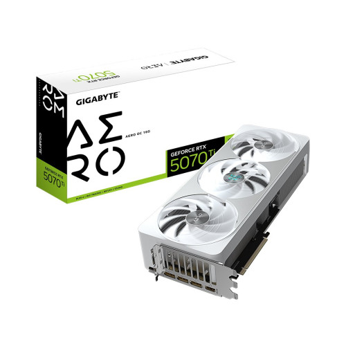 Видеокарта, Gigabyte, RTX5070Ti AERO OC 16G (GV-N507TAERO OC-16GD) (4719331355876), GDDR7, 256bit, 1-HDMI, 3-DP,Windforce 3X Fan, 340*140*70 мм, Цветная коробка