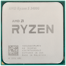 Процессор AMD Ryzen 5 3400G 3,7ГГц (4,2ГГц Turbo) AM4, 12nm, 4/8/11, L2 2Mb, L3 4Mb, 65W, with Radeon™ RX Vega 11 Graphics, OEM