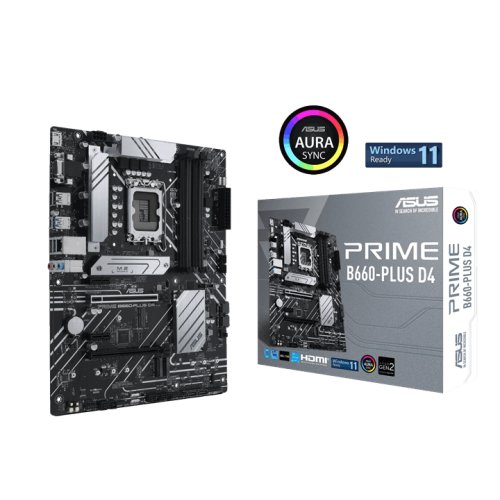 Материнская плата ASUS PRIME B660-PLUS D4, LGA1700 4xDDR4 4xSATA3 3xM.2 RAID D-Sub HDMI DP ATX