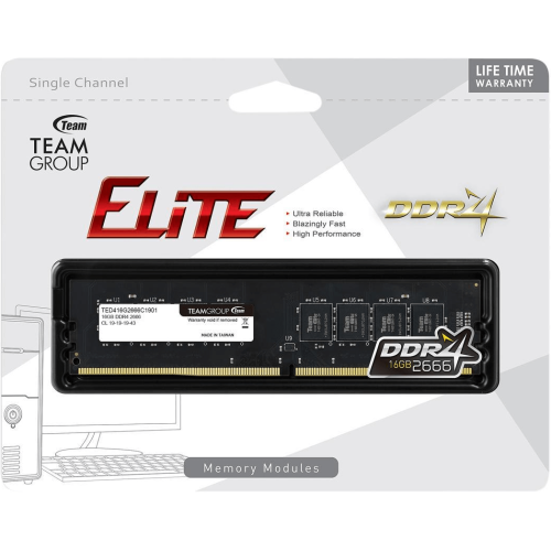 Оперативная память 16GB 2666MHz DDR4 Team Group ELITE PC4-21300 CL19 TED416G2666C1901