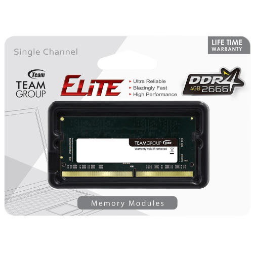 Оперативная память для ноутбука 4GB DDR4 2666Mhz Team Group ELITE PC4-21300 CL19 SO-DIMM TED44G2666C19-S01