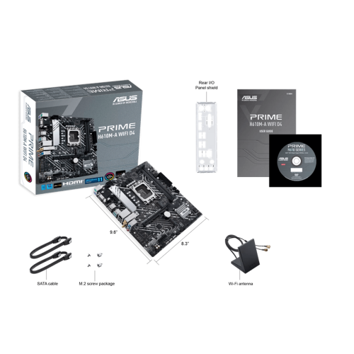 Материнская плата ASUS PRIME H610M-A WIFI D4, LGA1700 2xDDR4 4xSATA3 2xM.2 D-Sub HDMI DP mATX