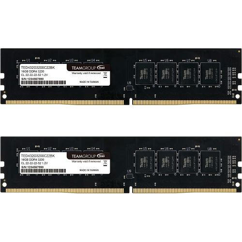 Оперативная память 32Gb Kit (2x16Gb) 3200MHz DDR4 Team Group ELITE PC4-25600 CL22 TED432G3200C22DC01