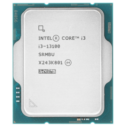 Процессор Intel Core i3-13100 Base 3,4GHz(EC), Performance 4,5GHz(PC), Max Turbo 4,5GHz, Cache 12Mb, 4/8 Raptor Lake, UHD-графика Intel® 730, Base TDP 60W, Turbo TDP 89W, FCLGA1700 w/o cooler, OEM (CM8071505092202)